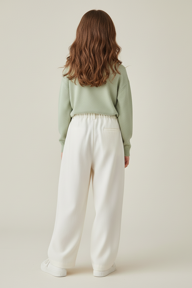 Pantalon Baggy Crème Ample Décontracté Confortable Fille - Beige Molleton - vue 2