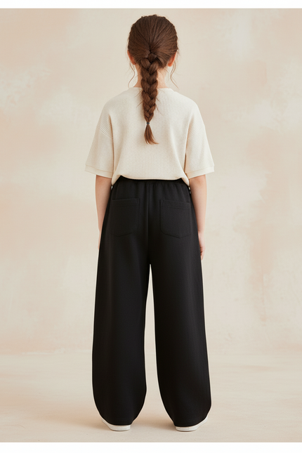 Pantalon Baggy Noir Ample Molletonné Enfant Sportif - vue 2