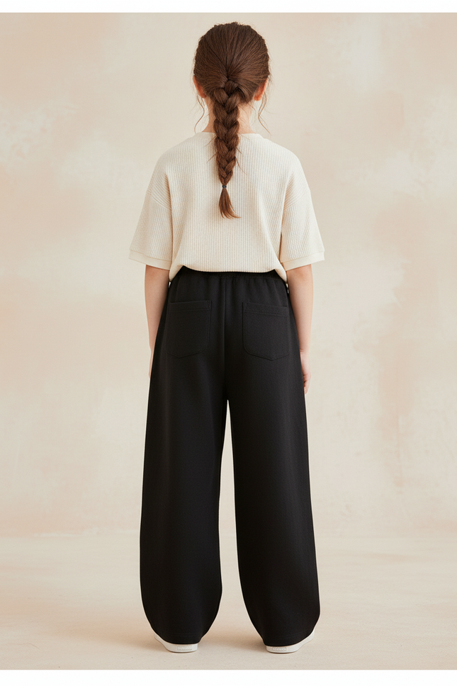 Pantalon Baggy Noir Ample Molletonné Enfant Sportif - vue 2