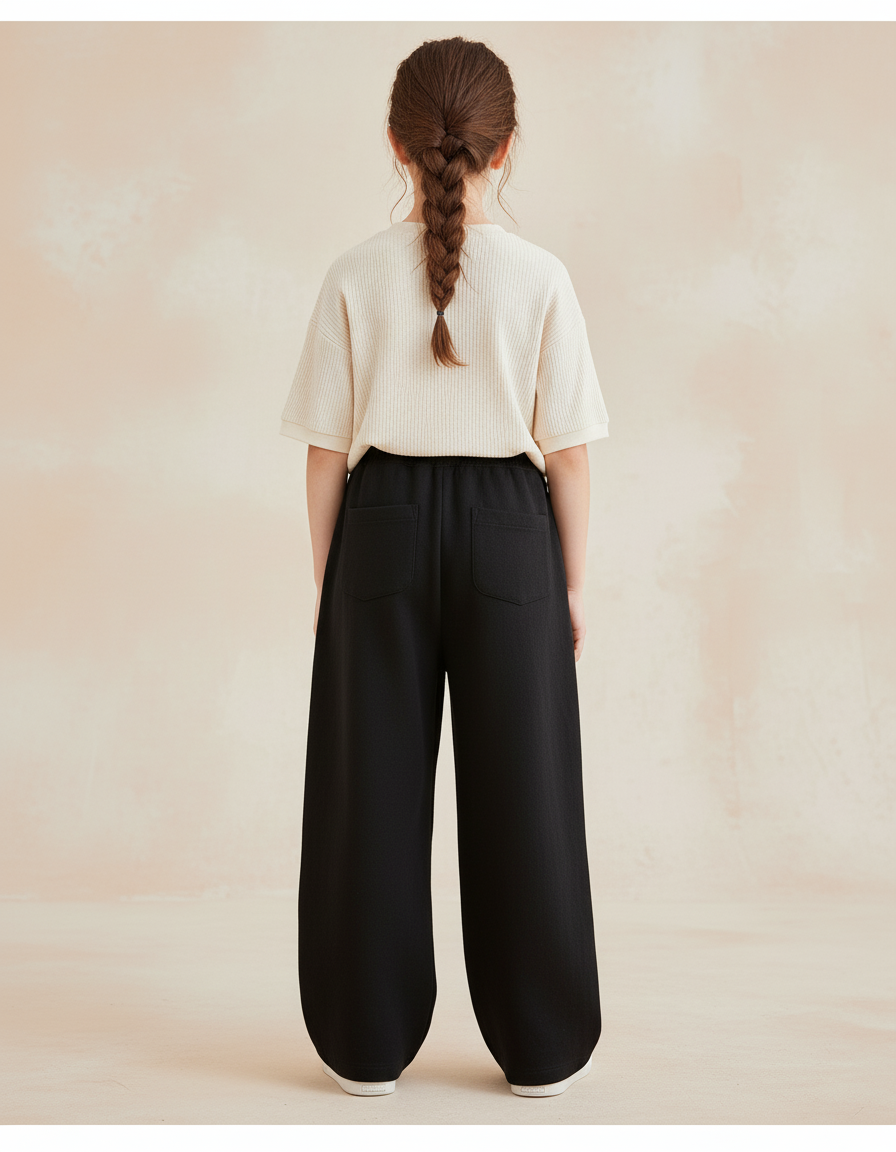 Pantalon Baggy Noir Ample Molletonné Enfant Sportif - vue 2