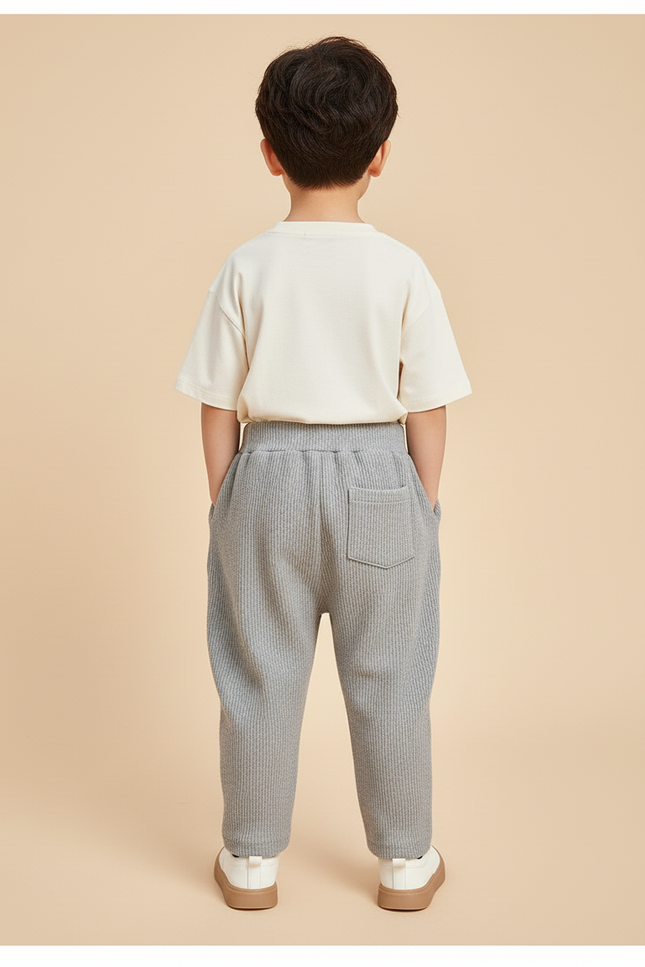 Pantalon Baggy Garçon Gris Jogging Coton Streetwear - Maille - vue 2