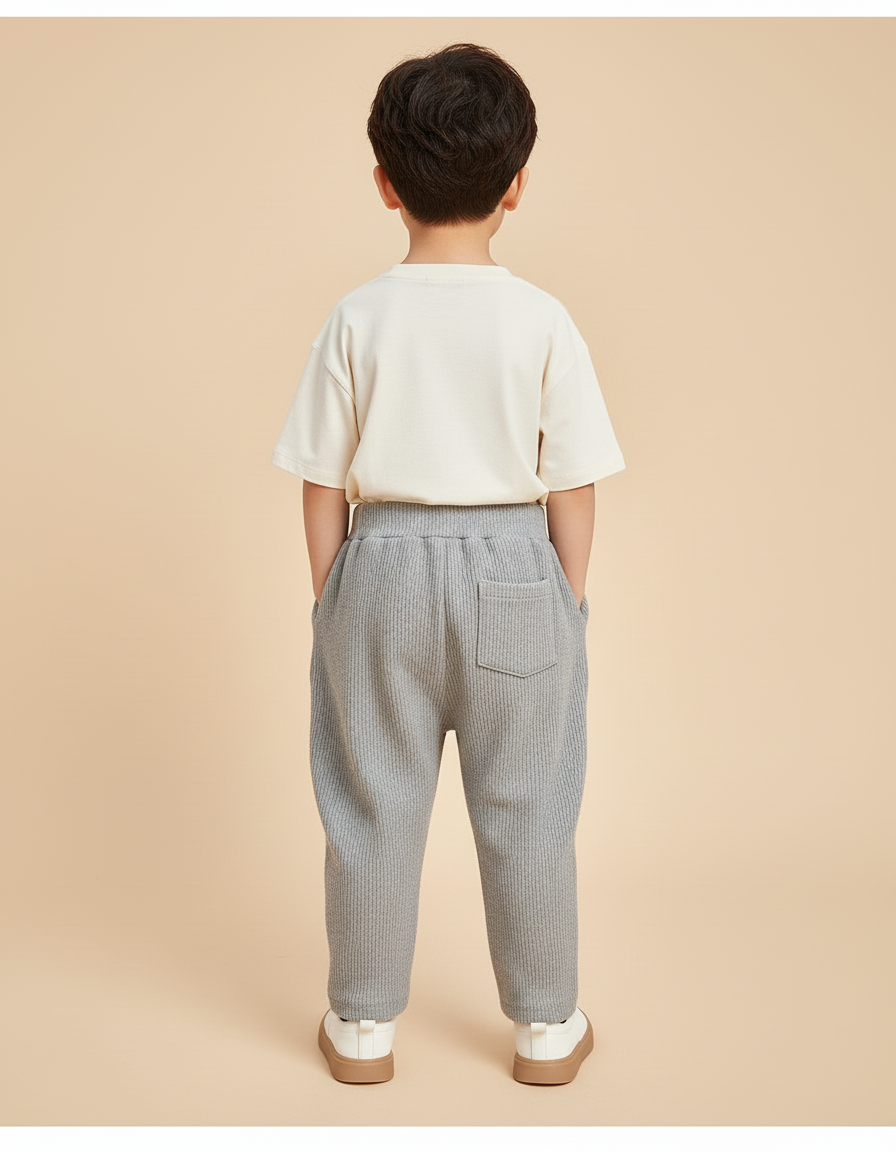 Pantalon Baggy Garçon Gris Jogging Coton Streetwear - Maille - vue 2