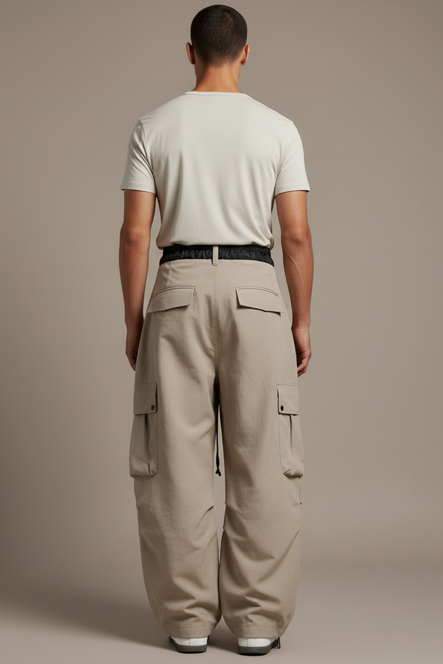Pantalon Baggy Beige Cargo Ample Confortable Homme - Gabardine - vue 2