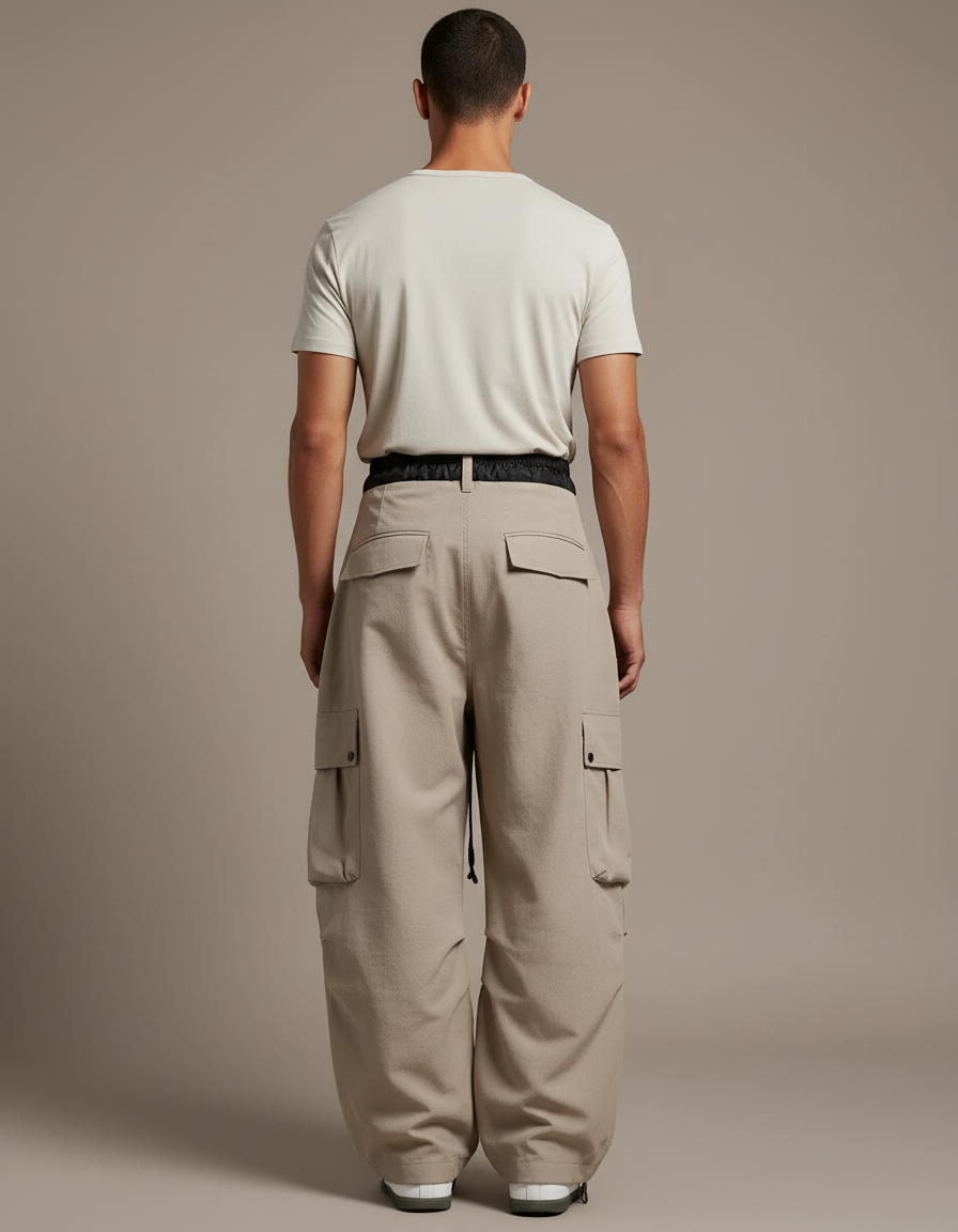 Pantalon Baggy Beige Cargo Ample Confortable Homme - Gabardine - vue 2