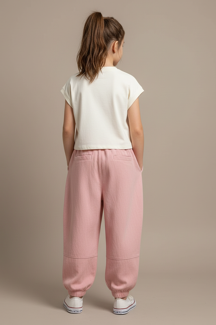 Pantalon Baggy Rose Ample Coton Décontracté Enfants - Molleton - vue 2