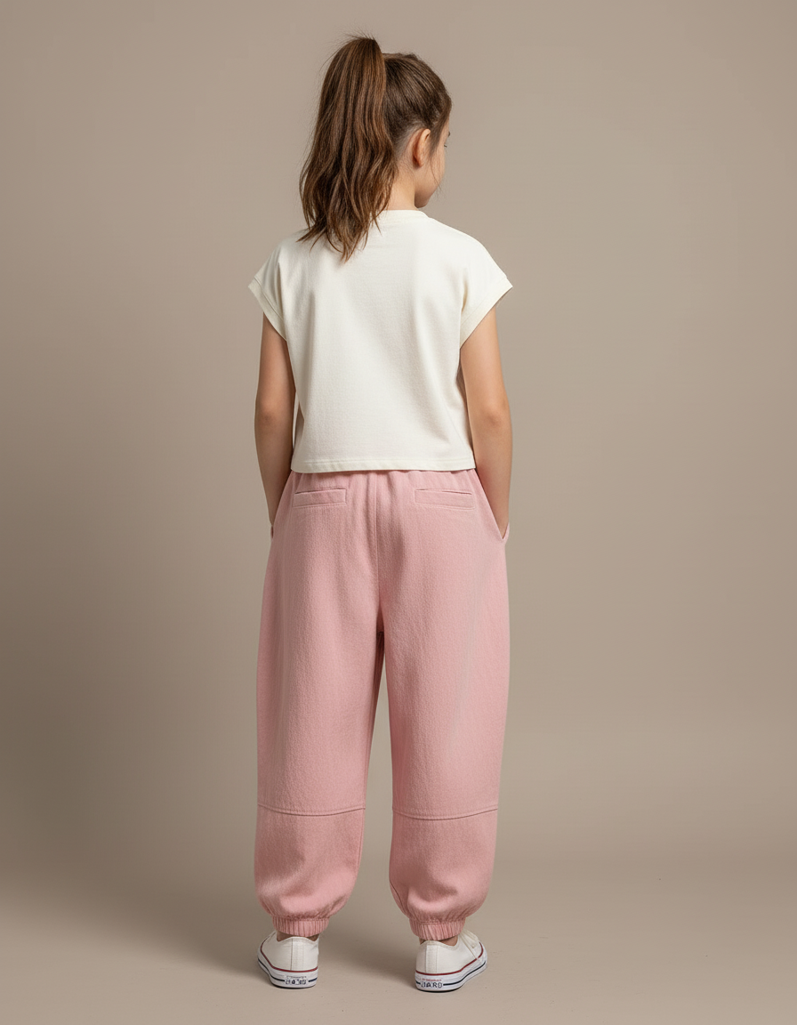 Pantalon Baggy Rose Ample Coton Décontracté Enfants - Molleton - vue 2