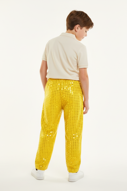 Pantalon Baggy Jaune Brillant Paillettes Scintillantes Enfant - Polyester - vue 2