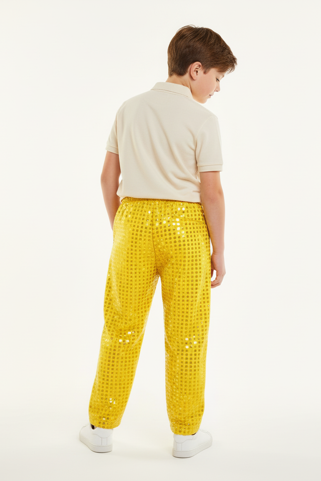 Pantalon Baggy Jaune Brillant Paillettes Scintillantes Enfant - Polyester - vue 2