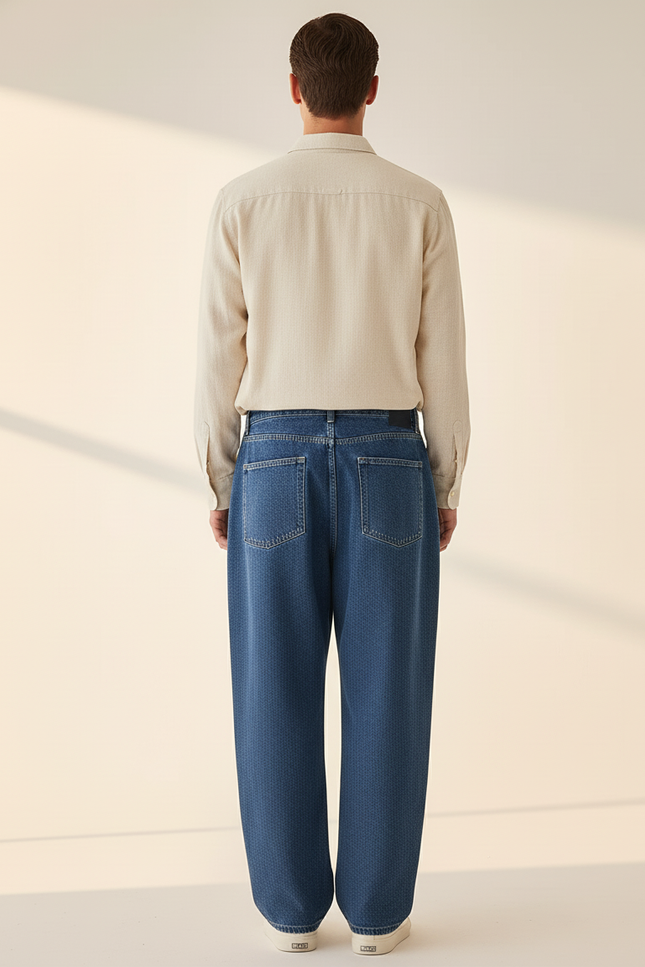Pantalon Baggy Grande Taille - Bleu Jean - vue 2