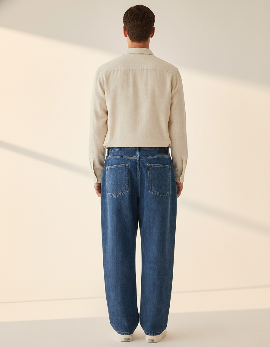 Pantalon Baggy Grande Taille - Bleu Jean - vue 2