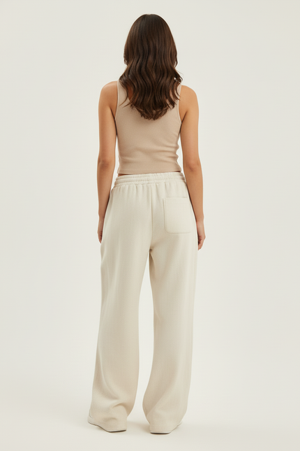 Pantalon Baggy Beige Cordon Ample Décontracté Femme - Molleton - vue 2