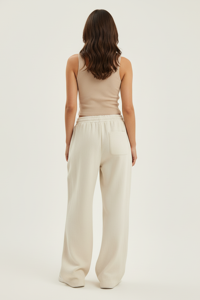 Pantalon Baggy Beige Cordon Ample Décontracté Femme - Molleton - vue 2