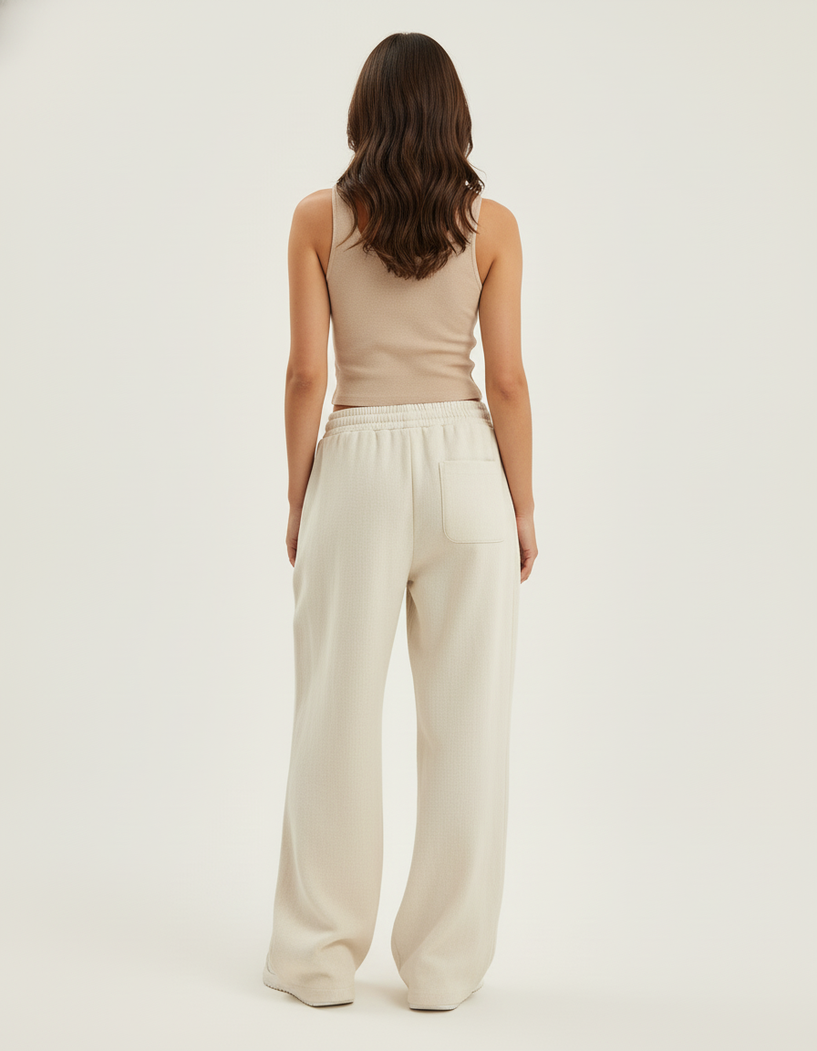 Pantalon Baggy Beige Cordon Ample Décontracté Femme - Molleton - vue 2