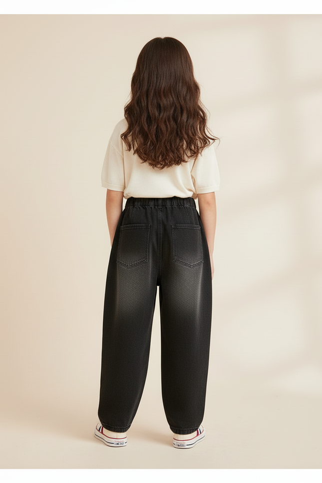Pantalon Baggy Noir Ample Dégradé Denim Enfant - Jean - vue 2