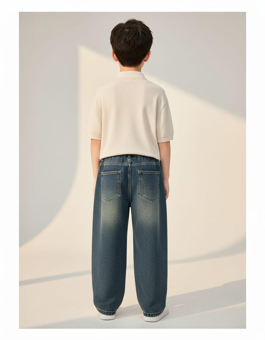 Pantalon Baggy Jean Bleu Denim Ample Enfant - vue 2