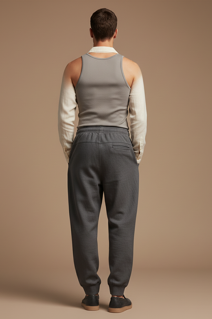 Pantalon Baggy Gris Logo Molleton Ample Confortable - vue 2
