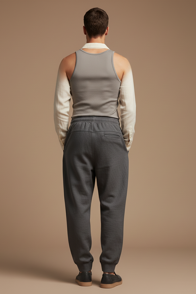 Pantalon Baggy Gris Logo Molleton Ample Confortable - vue 2