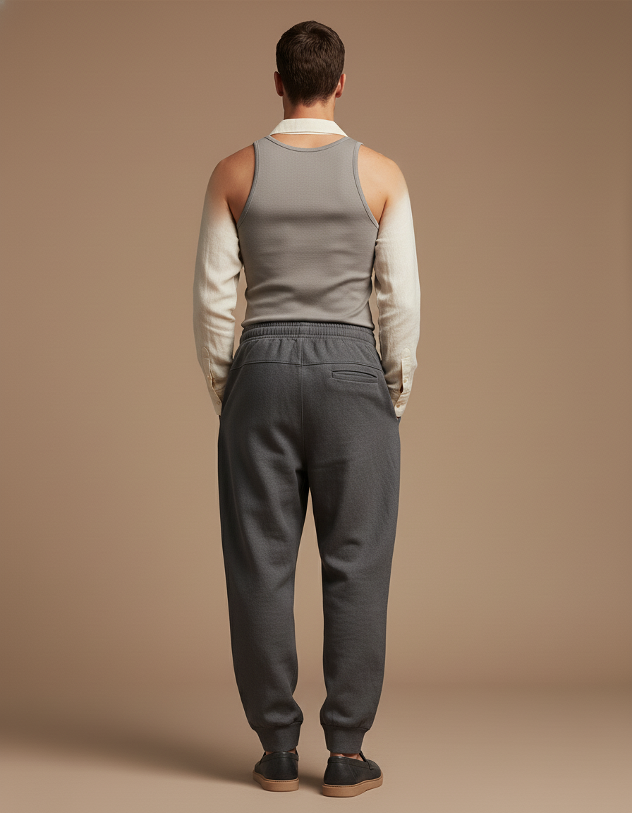 Pantalon Baggy Gris Logo Molleton Ample Confortable - vue 2