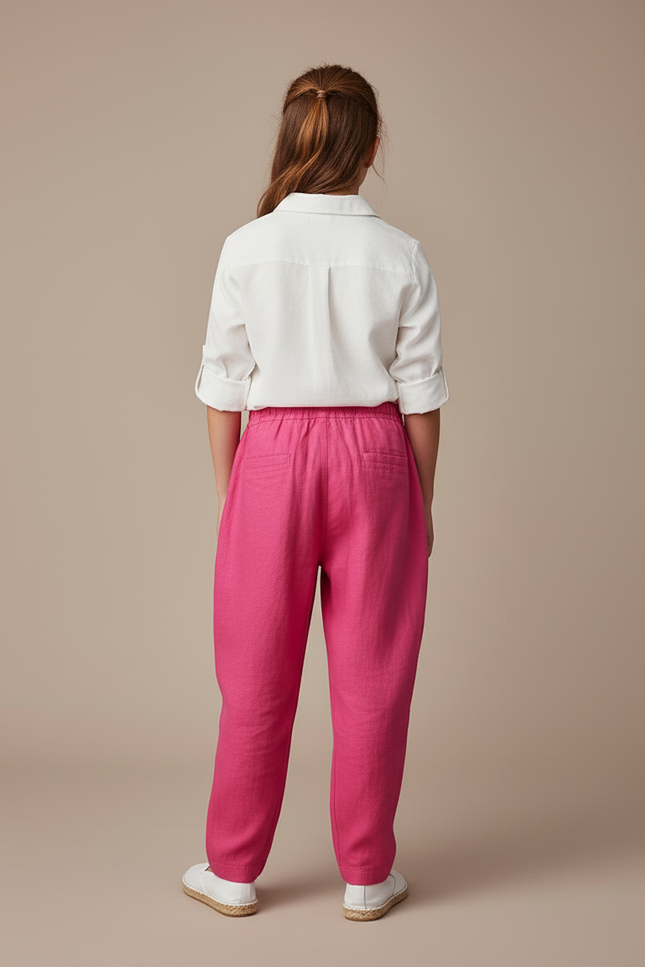 Pantalon Baggy Rose Fushia Lin Ample Enfant Décontracté - vue 2