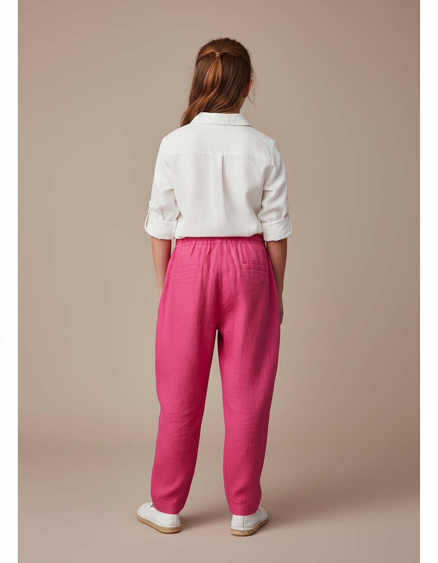 Pantalon Baggy Rose Fushia Lin Ample Enfant Décontracté - vue 2