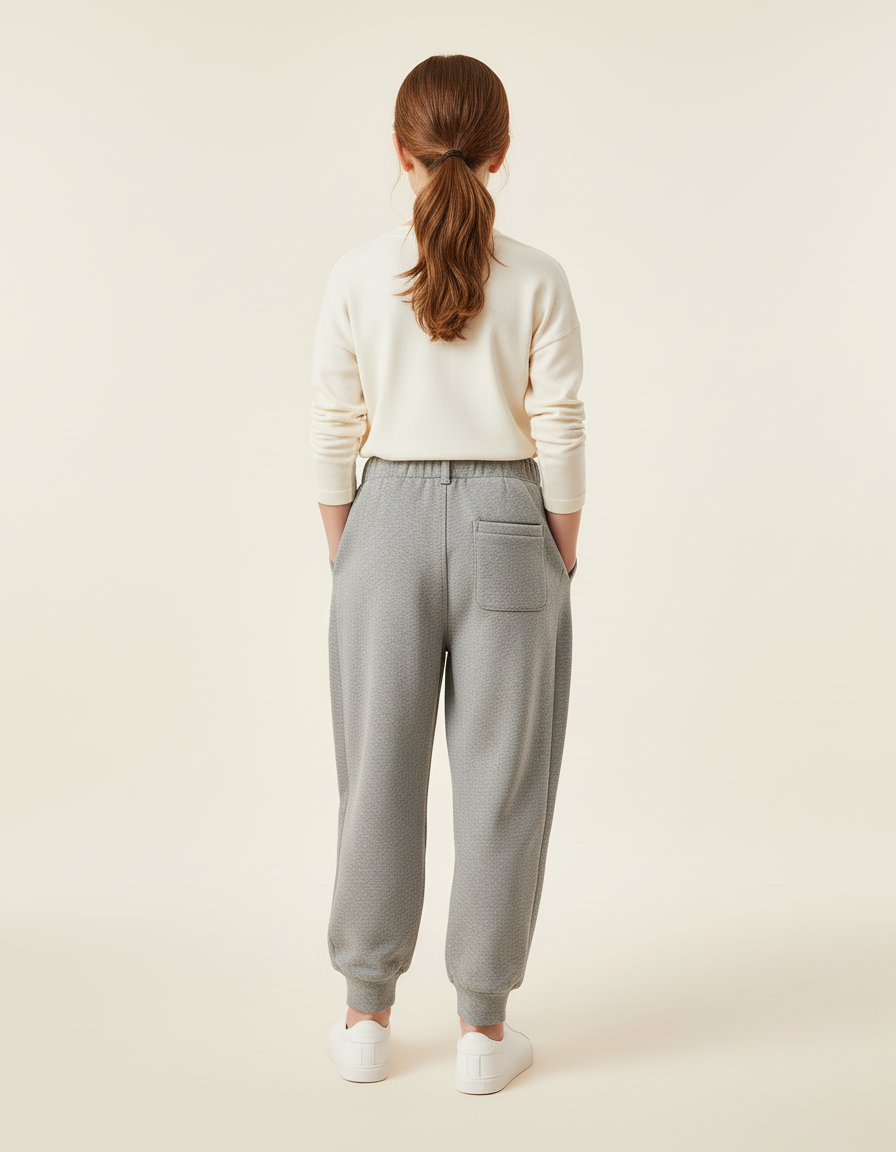 Pantalon Baggy Gris Molletonné Ample Logo Enfant - vue 2