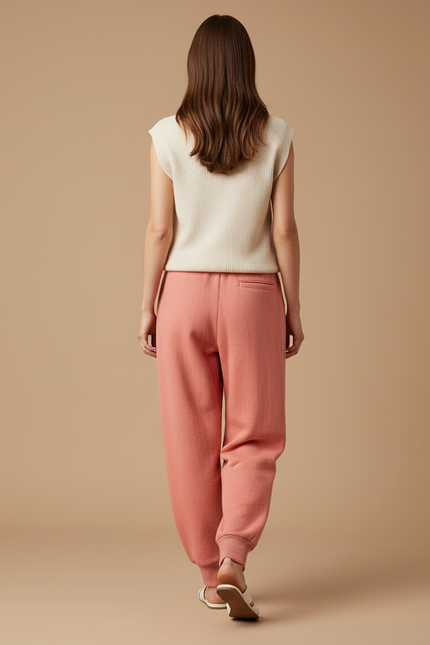 Pantalon Baggy Corail Molletonné Ample Décontracté - Rose - vue 2