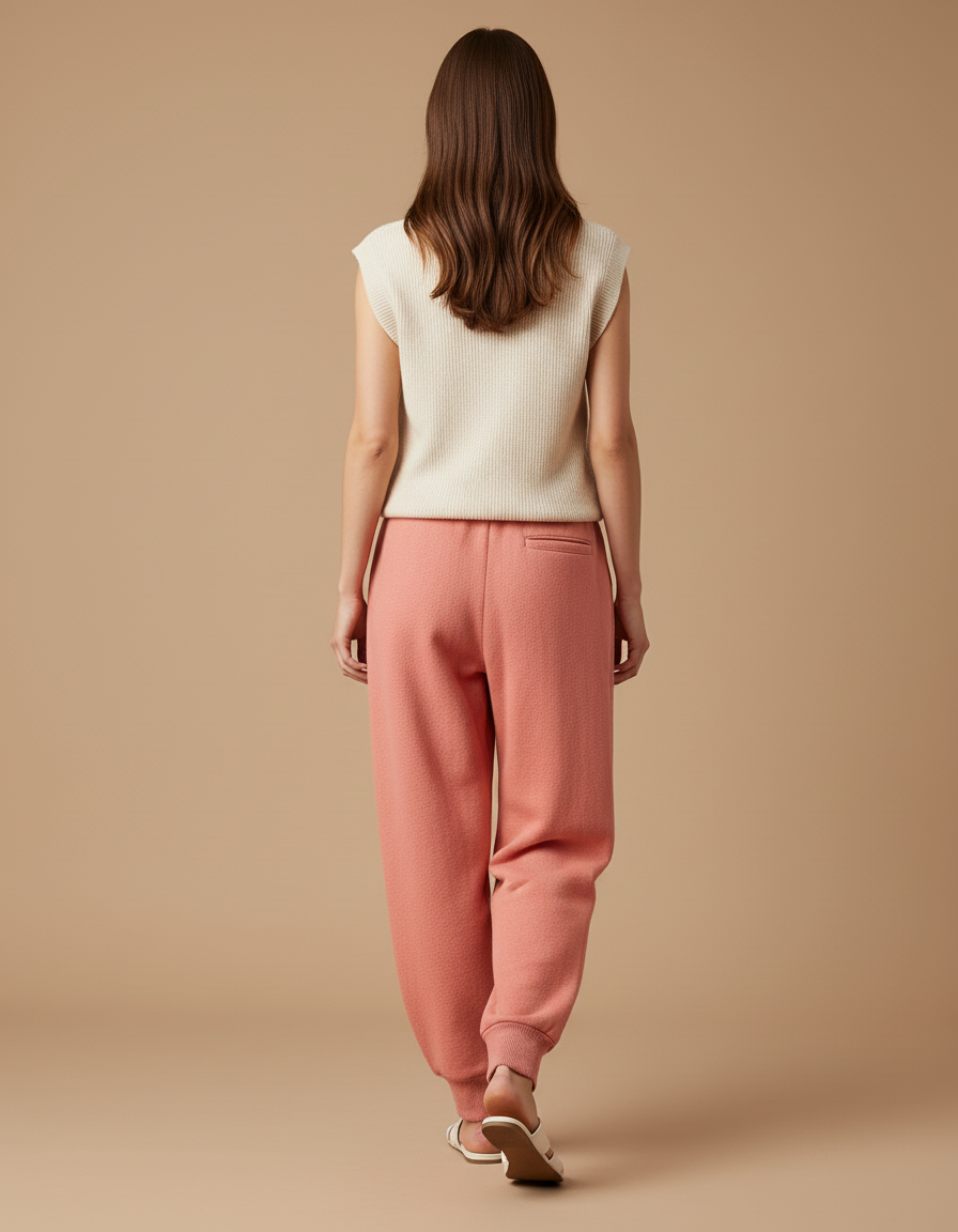 Pantalon Baggy Corail Molletonné Ample Décontracté - Rose - vue 2