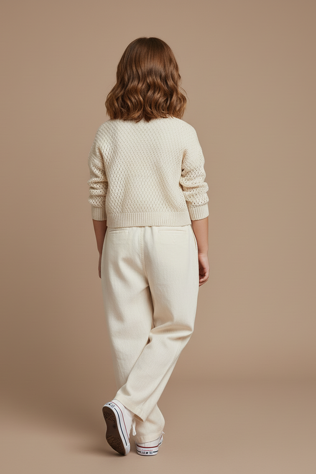 Pantalon Baggy Beige Lin Ample Cordon Confortable - vue 2