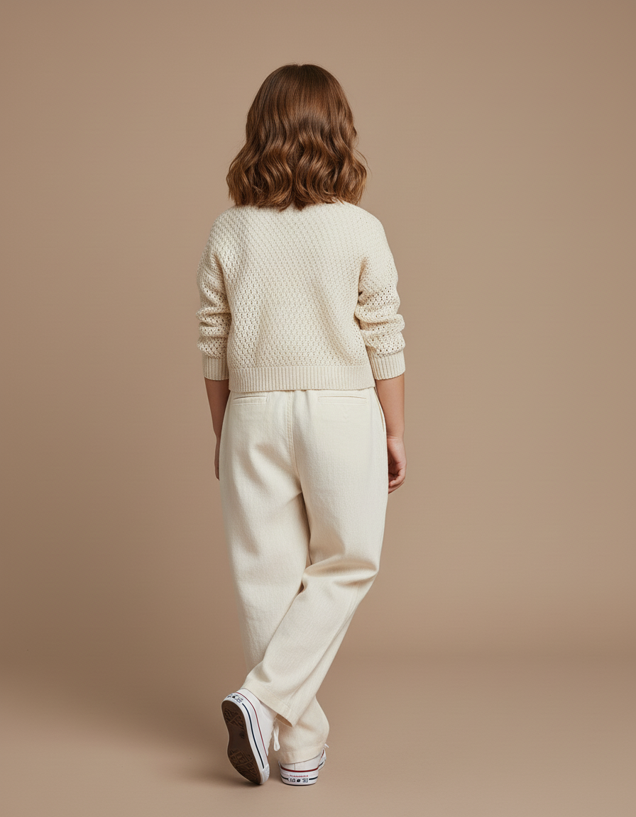 Pantalon Baggy Beige Lin Ample Cordon Confortable - vue 2