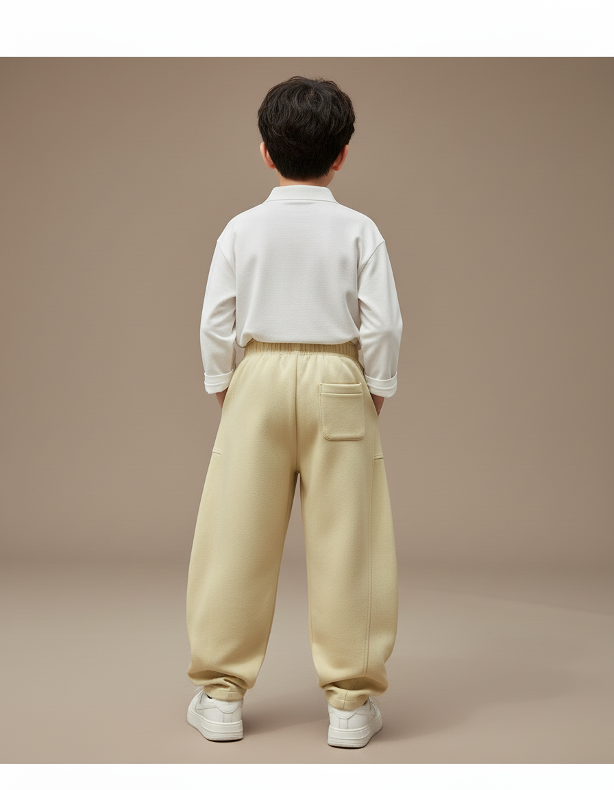 Pantalon Baggy Jaune Ample Décontracté Enfant Coton - Molleton - vue 2