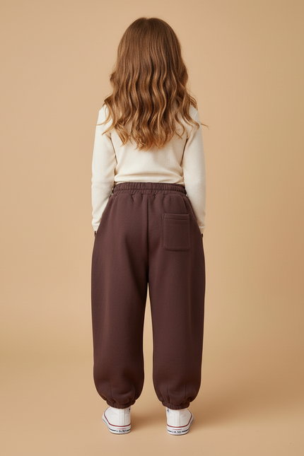 Pantalon Baggy Marron Molletonné Chaud Ample Enfant - vue 2