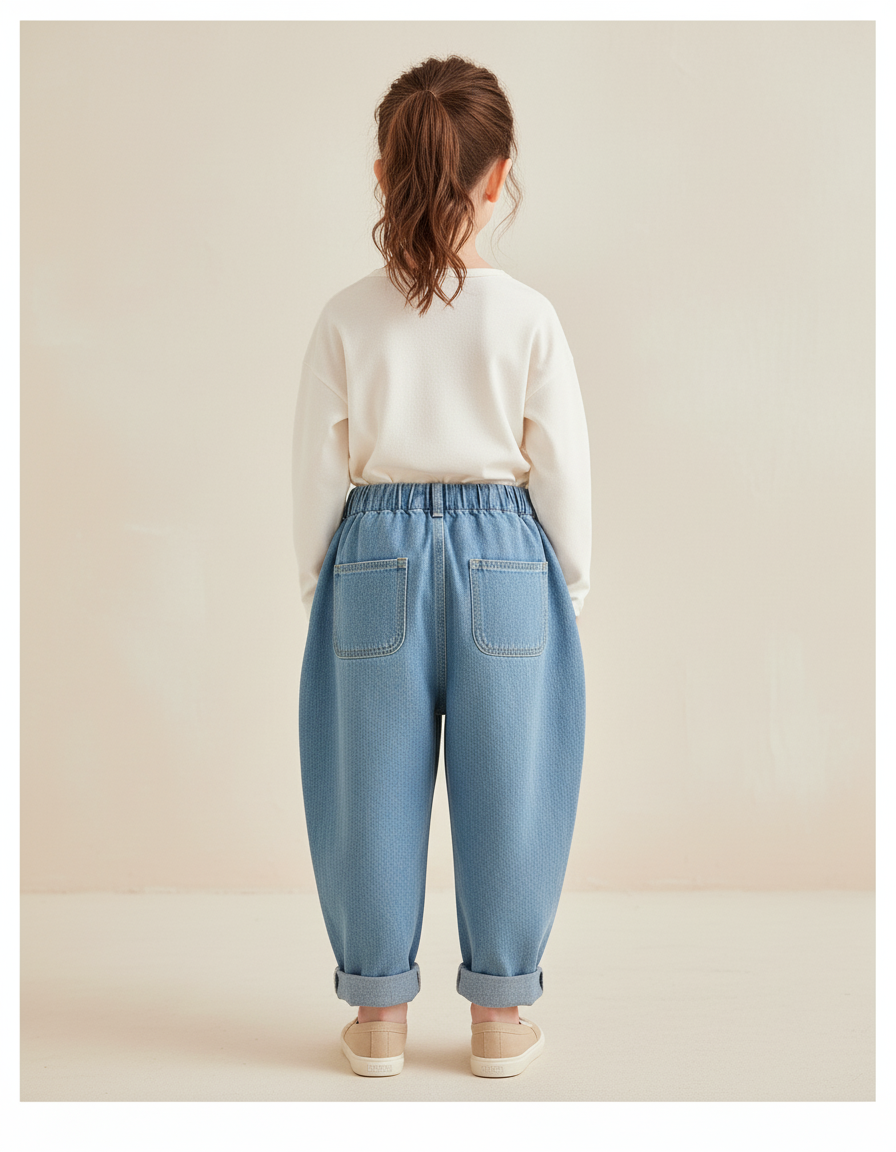 Pantalon Baggy Bleu Jean Ample Enfant Décontracté - vue 2
