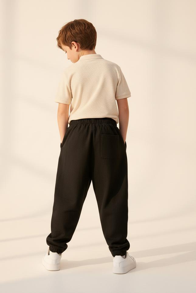 Pantalon Baggy Noir Ample Coton Imprimé Anime Garçon - Molleton - vue 2
