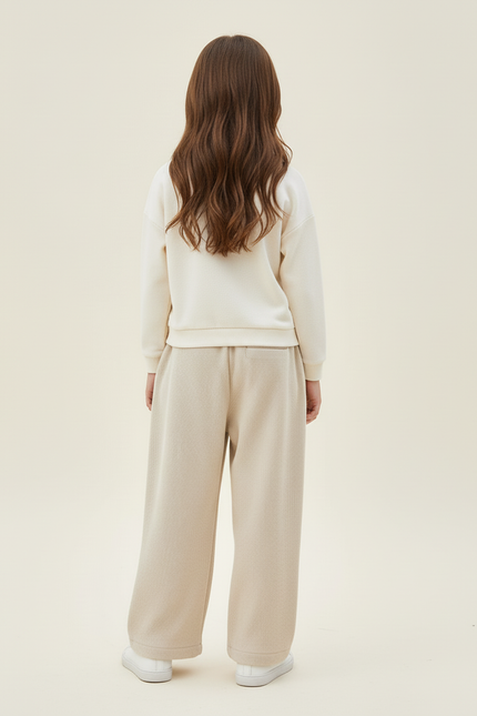 Pantalon Baggy Beige Côtelé Ample Décontracté Fille - Cordé - vue 2