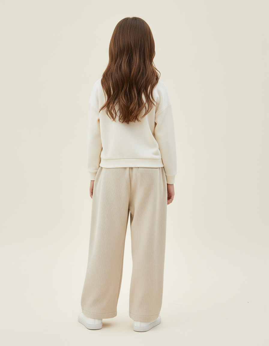 Pantalon Baggy Beige Côtelé Ample Décontracté Fille - Cordé - vue 2