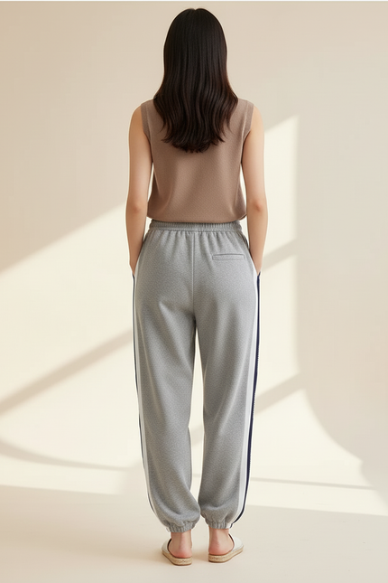 Pantalon Baggy Gris Coton Ample Sport Décontracté - Molleton - vue 2