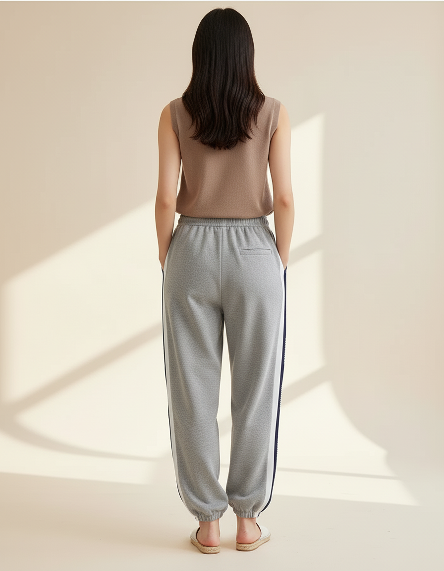 Pantalon Baggy Gris Coton Ample Sport Décontracté - Molleton - vue 2