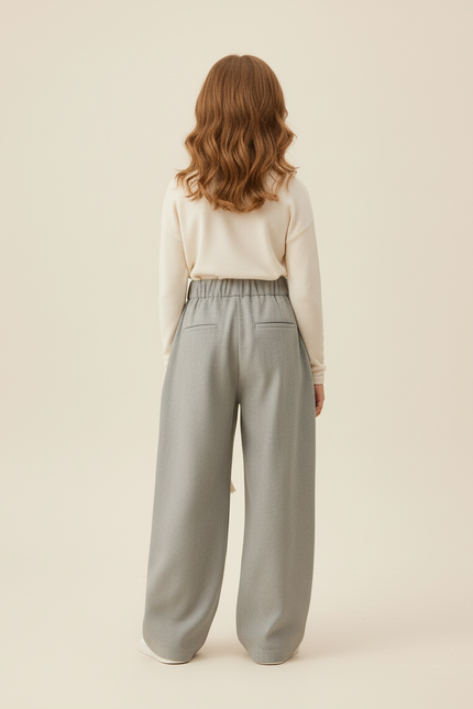 Pantalon Baggy Gris Ample Cordon Tressé Fille - Gabardine - vue 2