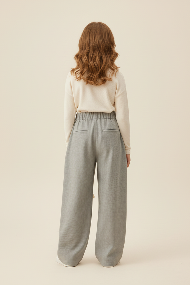 Pantalon Baggy Gris Ample Cordon Tressé Fille - Gabardine - vue 2