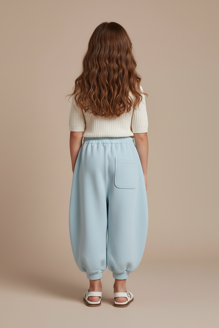 Pantalon Baggy Bleu Clair Ample Molleton Enfant - vue 2