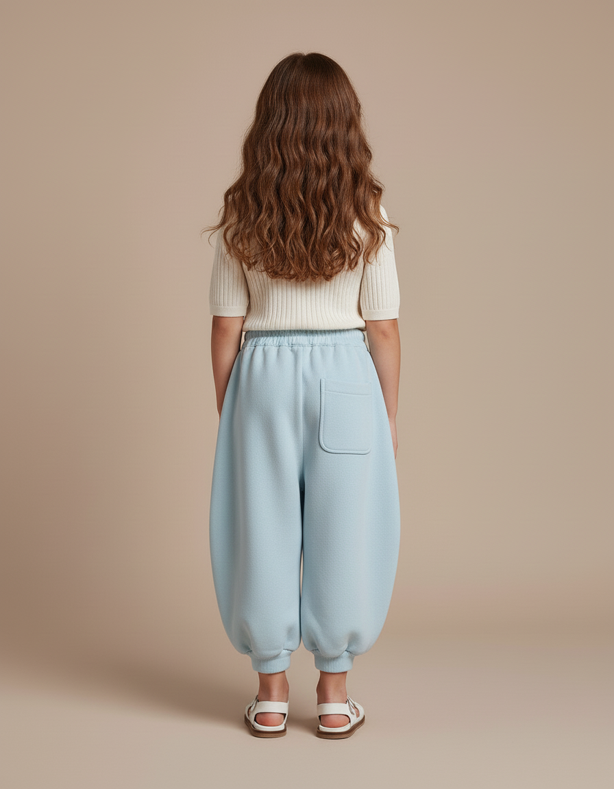 Pantalon Baggy Bleu Clair Ample Molleton Enfant - vue 2