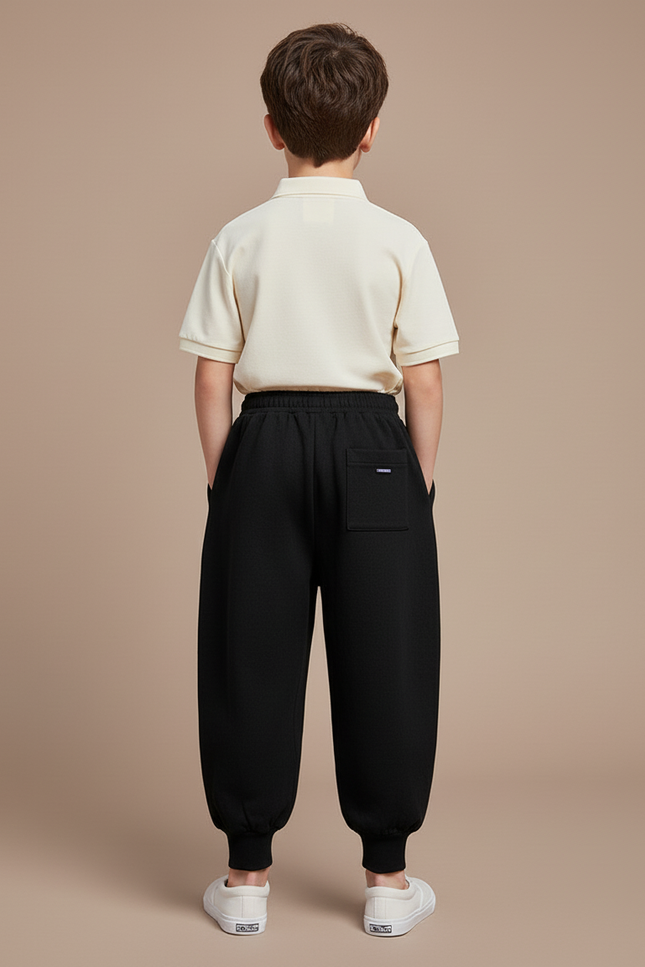Pantalon Baggy Noir Coton Ample Confortable Garçon - Molleton - vue 2