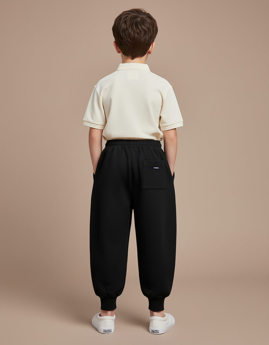 Pantalon Baggy Noir Coton Ample Confortable Garçon - Molleton - vue 2