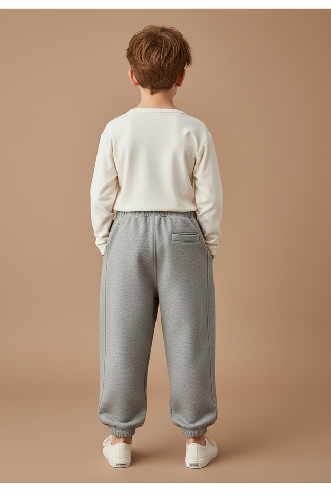 Pantalon Baggy Gris Molletonné Ample Garçon Sportif - vue 2
