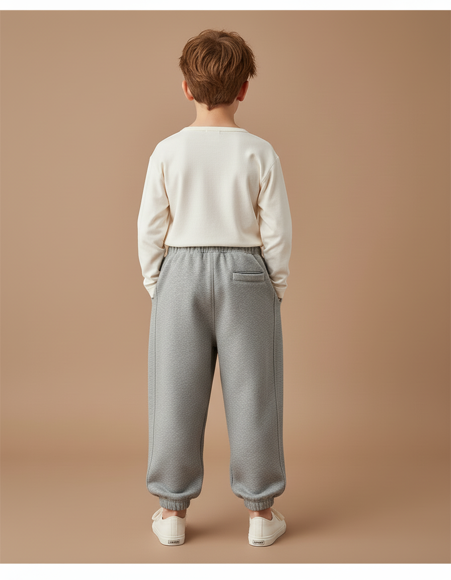 Pantalon Baggy Gris Molletonné Ample Garçon Sportif - vue 2