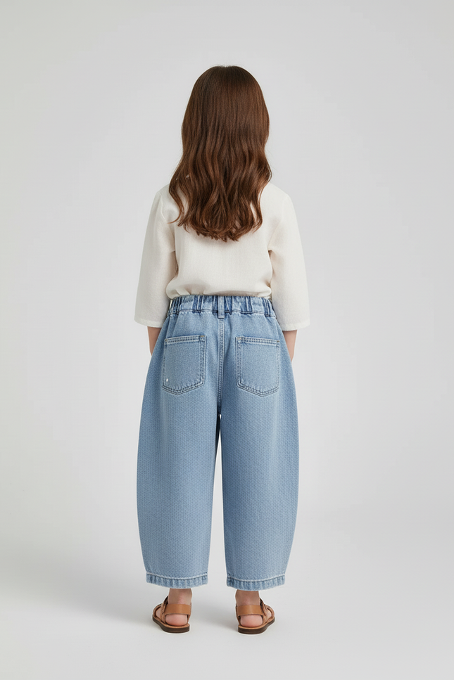 Pantalon Baggy Denim Hello Kitty Ample Décontracté Enfant - Bleu Jean - vue 2