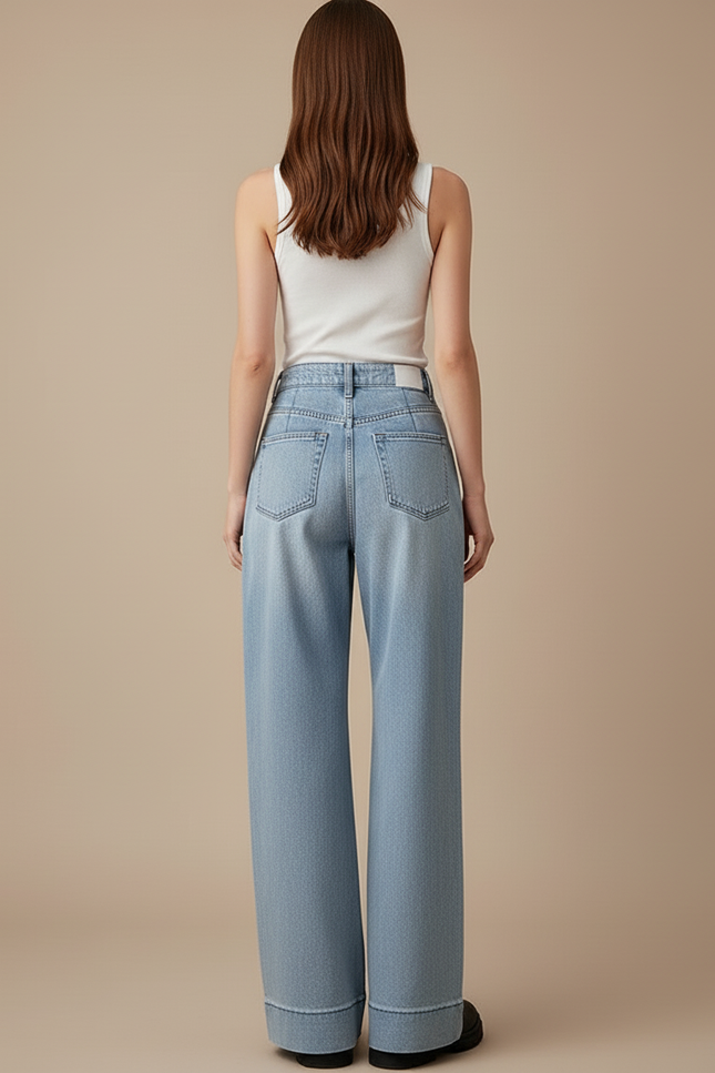 Pantalon Baggy Jean Bleu Clair Ample Streetwear - vue 2
