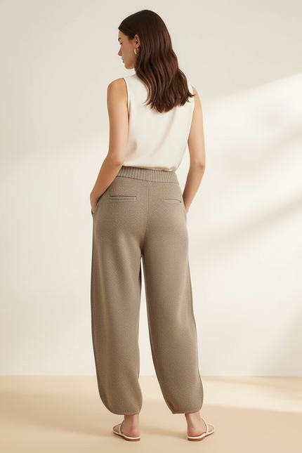 Pantalon Baggy Laine Marron Ample Tricoté Hiver - vue 2