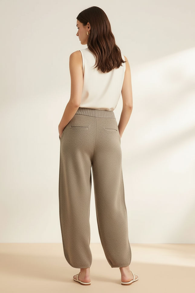 Pantalon Baggy Laine Marron Ample Tricoté Hiver - vue 2