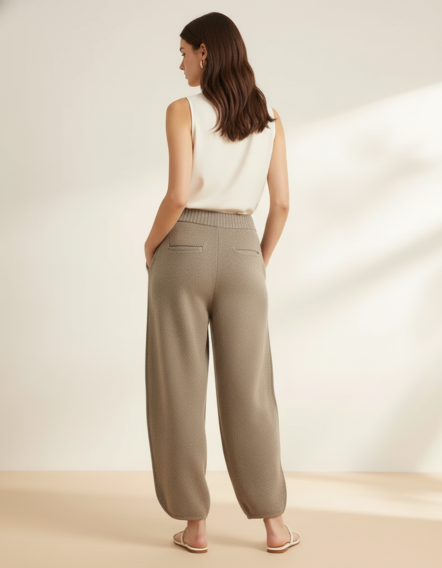 Pantalon Baggy Laine Marron Ample Tricoté Hiver - vue 2
